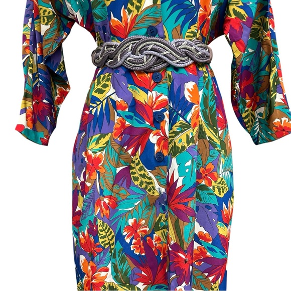 Andrea Gayle Tropical Floral Vintage Dress Size 10 Vintage 80s/90s Floral Dress - Picture 7 of 14